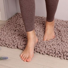 HONEYMALLOW 素色地墊編織DIY材料包, 1套, 摩卡(Puppy), 奶油色(防滑墊)