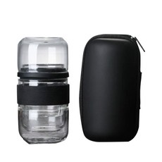 便攜式濾茶杯+收納袋組, 黑色