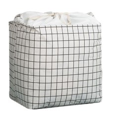 접이식 사각 옷 빨래 바구니, 화이트체크, 1개