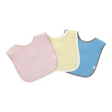 Ggoomduboo Dream Tofu 雙層紗布 4 層雙面圍兜 3 件套, 混色, 1組