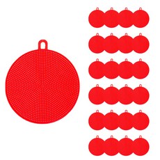 Momo 多功能矽膠菜瓜布杯墊 紅色, 25個, 1個