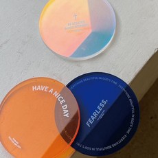 壓克力杯墊 3入組, 全息圖，深藍色，橙色