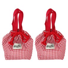 可愛格紋小酒袋午餐袋 紅色, 2個