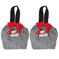 可愛格紋小酒瓶午餐袋 黑色, 2個