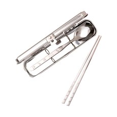 RAONNURI 孩童小熊印花靜音餐具組, 單色, 湯匙+筷子+盒子