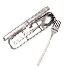 RAONNURI 兒童全不鏽鋼靜音餐具盒叉子組 小熊, 單一, 湯匙 + 叉子 + 餐具盒, 1個