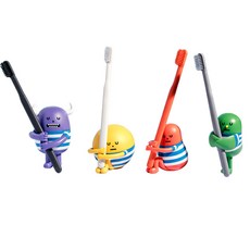 Hugmong 牙刷和多功能支架 4 件套, 黃色+綠色+紫色+紅色, 1組