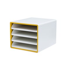 SYSmAX 豪華開放式文件盒, 黃色, 4層