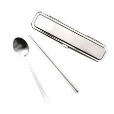 RAONNURI 全不鏽鋼靜音餐具盒組, 單一顏色, 餐具盒 + 湯匙 + 筷子