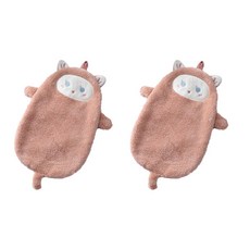 SOLID ROOM 鮮豔色彩雙面動物掛環多功能抹布 粉紅色, 2個