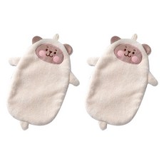 솔리드룸 비비드한 컬러의 양면 애니멀 고리 멀티 행주 화이트, 2개