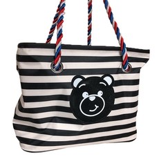 漏水條紋小熊沐浴包 黑色, 1個