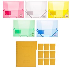 ECO Chungwoon 多色固定帶文件夾 A4 5入+紙質黃色公文夾 10入, 隨機（帶文件），黃色（黃色）, 1套