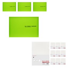 ECO Chungwoon 稅務文件夾 4入 + A5 彩色L型資料夾 10入組, 淺綠(稅務文件夾), 透明(L型夾), 1套