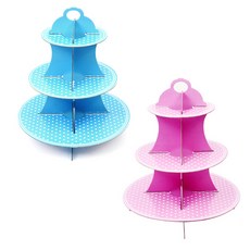 PARTYHAE 3層杯子蛋糕架 藍色 + 粉紅色, 1套, 2入