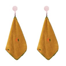 Solid Room 生活風格刺繡擦手巾, 黃色, 2個