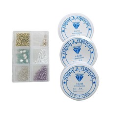 The Beads 串珠口罩掛繩掛勾製作套組 + 0.3mm魚線 2入 + 0.4mm彈力線, 優雅淺灰, 1套