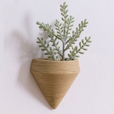 藍色摩登陶瓷壁花瓶 type B+人造花, 棕色（壁掛花瓶）