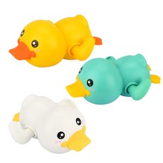 Budsia 沐浴玩具發條鴨 3入, 黃色+薄荷綠+白色