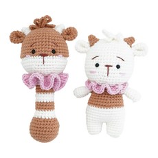 Yarna DIY縫紉娃娃組 小牛手搖鈴款 粉色, 男女通用