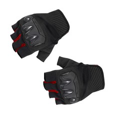 KOMINE 夏季用網眼半指手套 雙手穿戴 一般手套, 黑紅色