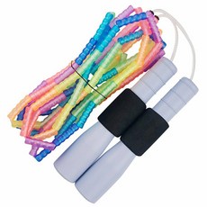 JFROPE 兒童高級海綿軟質彩虹珠子跳繩 ver 2 4~8歲, 天空藍, 1個