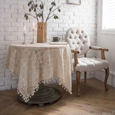 Devence 蕾絲桌布 攝影道具, 米色, 60 x 60cm