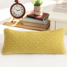 純棉顏料染扭紋絎縫扁柏枕, 芥末黃