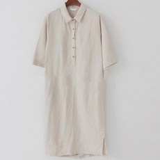 아뗄릭 루즈핏 통기성 5부 소매 린넨 면마 원피스 00076 빅사이즈 포함