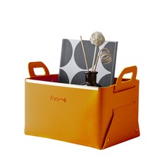트렌디큐브 모던 가죽 데스크 정리 수납함, 옐로우, 1개