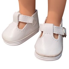 Paola Reina 寶拉瑞納球體關節娃娃用軟皮革風格搭扣單鞋, 白色