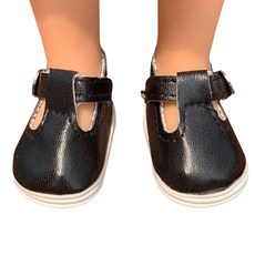 Paola Reina 寶拉瑞納球體關節娃娃用軟皮革風格搭扣單鞋, 黑色