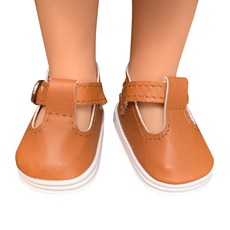 用於 paola reina 球節娃娃的軟皮 st 扣鞋, 棕色的