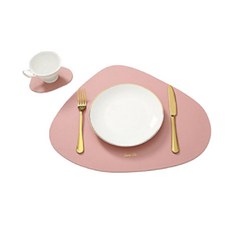 노르딕 스타일 가죽 플레이스 매트 + 티코스터 세트, 핑크, 플레이스 매트(45.5 x 37 cm), 코스터(14 x 11.3 cm), 1개