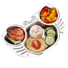 兒童3格不鏽鋼餐盤, 螃蟹款, 單品