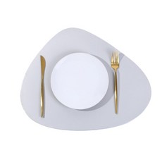 키친어썸 조약돌 가죽 방수 식탁매트, 연그레이, 1개