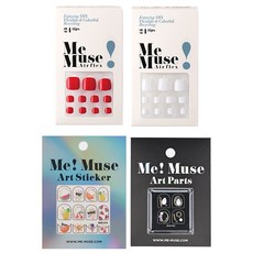 Me Muse 美甲腳趾貼片組 SREDT4 紅色 4入, 美甲貼片2種+裝飾貼紙+裝飾配件, 1組