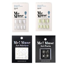 Me Muse 美甲貼片組 SMNF4 薄荷綠 4入, 美甲貼片2種+裝飾貼紙+裝飾配件, 1組