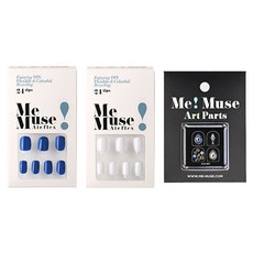 Me Muse 美甲貼片組 SSHIN3 亮藍色 3入, 美甲貼片2種+裝飾貼紙, 1組