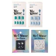 Me Muse 美甲貼片組 SRETR4 藍綠色 4入, 美甲貼片2種+裝飾貼紙+裝飾配件, 1組