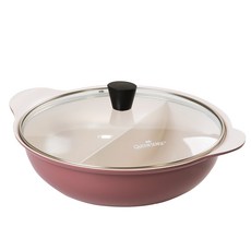 QUEEN SENSE 電磁爐適用 陶瓷塗層IH鴛鴦鍋, 28cm, 紫色, 1個