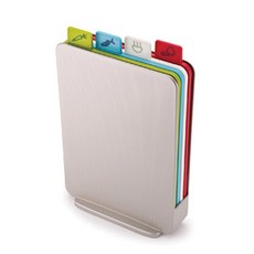 Joseph Joseph 迷你立式切菜砧板組 5入+支架 銀色, 1組, 砧板5入+收納架