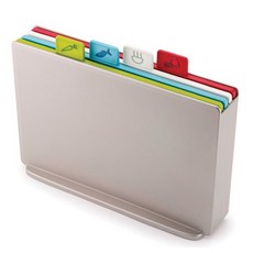 Joseph Joseph 切菜砧板 L號 5入+支架 銀色, 1組, 砧板5入+收納架