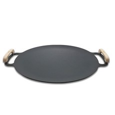 yummyon IH感應爐適用 木質雙柄鑄鐵煎烤盤, 420mm, 1個