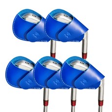 히스레더 핸드메이드 가죽 아이언 커버 5p, 딥블루