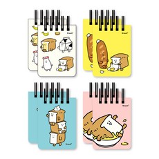 The Open House Brady No-Jul 豆腐筆記本 160 張 4 x 2p 套組 23-5437, 象牙色、黃色、藍薄荷色、粉色, 1套