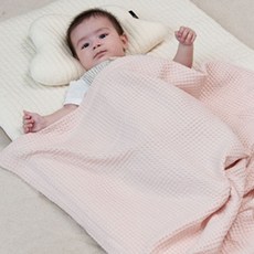 BEBE SMITH 夏季莫代爾棉華夫格毯, 粉色