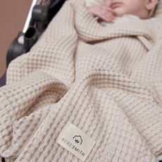 BEBE SMITH 夏季莫代爾棉華夫格毯, 米色