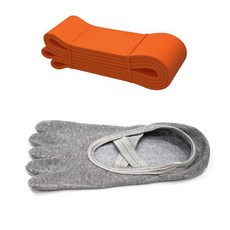 런웨이브 풀업밴드 7단계 + 투밴드 필라테스 양말 세트, 오렌지(풀업밴드), 랜덤발송(양말), 1개