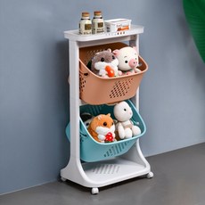 라니핏 이동식 트롤리 수납바구니 마카롱 2단 110L, 혼합색상